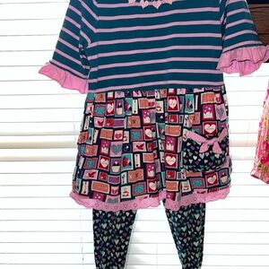 Matilda Jane Pink and Blue Striped Dress with Patchwork Skirt